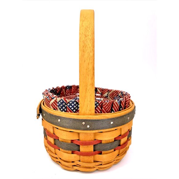 Longaberger 1997 Inaugural Basket w/ Flag Liner & Protector Patriotic - Picture 5 of 10